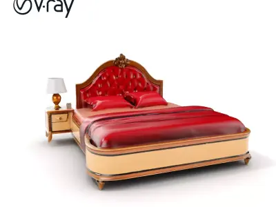 Elegant Bedroom Furniture Set Model Pack with Bed Nightstand ... Low-poly 3D model