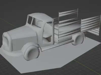 Ruined Truck Low-poly 3D model
