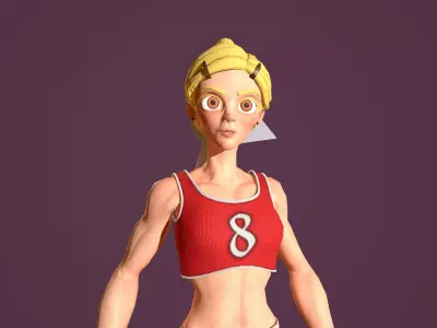 Basketball girl Low-poly 3D model