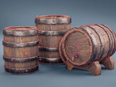 Stylised Barrel Low-poly 3D model