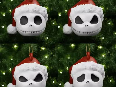 Jack Christmas Ornaments Many Expressions and Santa Hat option 3D print model