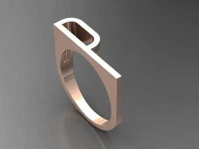 alphabet ring letter P 3D print model
