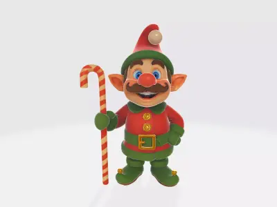 Cute Christmas Elf Holding Candy Cane Festive Holiday Figurine 3D print model