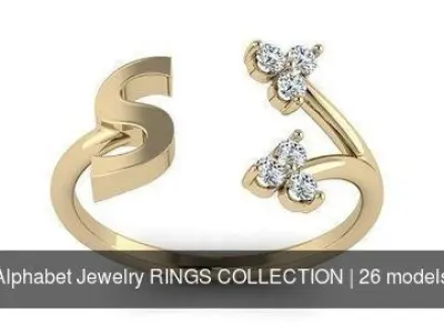 Alphabet Jewelry RINGS COLLECTION 3D Model Pack