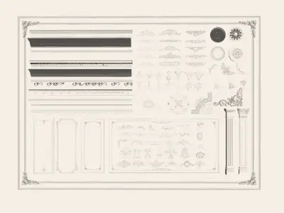  90 corner decorations plaster moldings and Roman columns 3D model