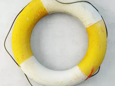 1950s Yellow and White Life Preserver 3D model