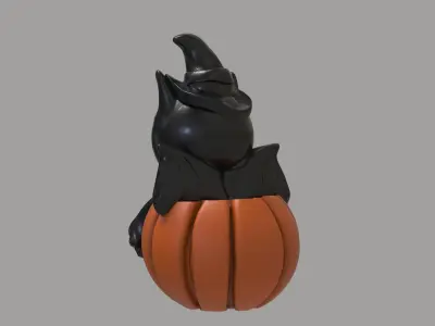 Cat and Pumpkin 3D print model