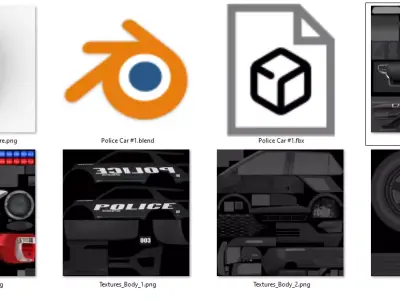 Police car pack Low-poly 3D model