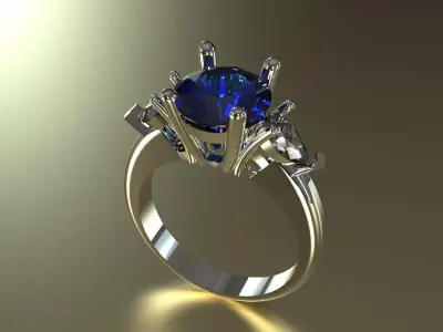 Classic Modern Three-Stone Ring model jr00287 3D print model
