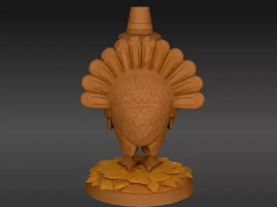 Stylised Thanksgiving Turkey Figurine 3D Model Festive Decor Low-poly 3D model