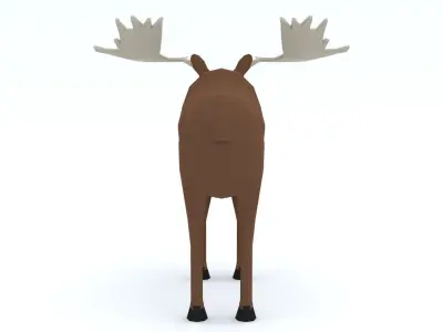 Low Poly Caretoon Moose Low-poly 3D model
