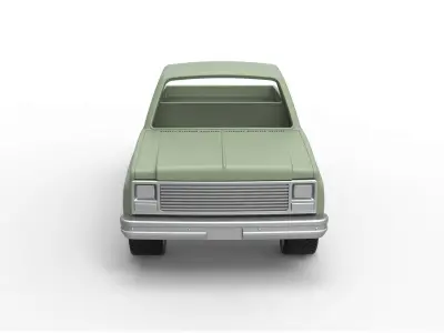 Shell 1980 Chevrolet C10 with style grid Scale 1 to 25 3D print model