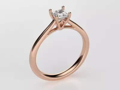 4mm diamond princess gold rings 3D print model