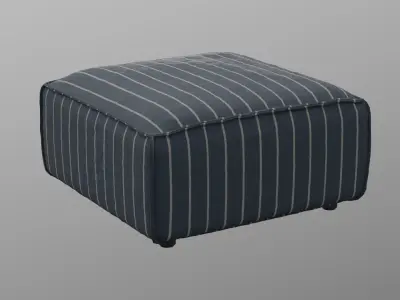 Tyson Modular Ottoman blue upholstery Low-poly 3D model
