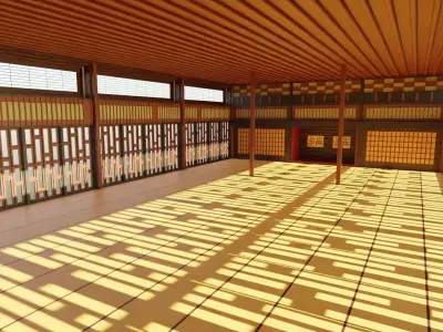 Kung-Fu Hall Low-poly 3D model