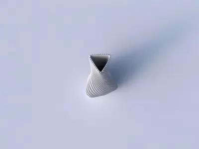 Vase twist puffy triangle with bent extruded lines 3D print model