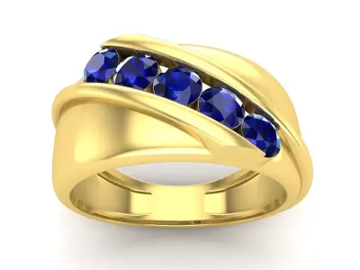 AV 546 5 Stone mens wedding ring   3D print model