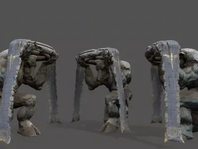 Minotaur Ruin Set Low-poly 3D model