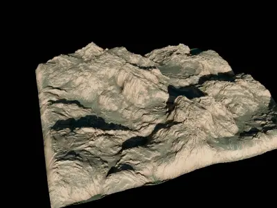 Cevennes rocky grass mountains Low and high poly Low-poly 3D model