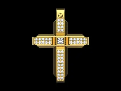 Pendant Cross with Diamonds N21 3D print model