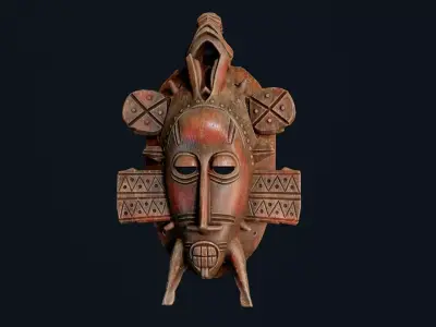 African Decor Mask 2 Low-poly 3D model