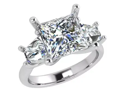 Princess Cut 3 Stone Ring 3776 3D print model