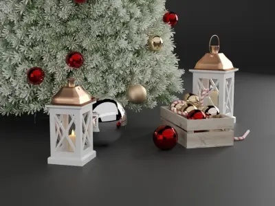  Christmas tree with decor 3D model