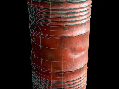 Game-Ready Barrel rusty can Low-poly 3D model