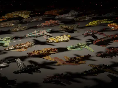 Procedural Spaceship Generator Free low-poly 3D model