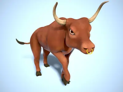 cartoon bull Low-poly 3D model