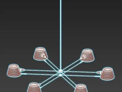 spread modern chandelier with six lights 3D model