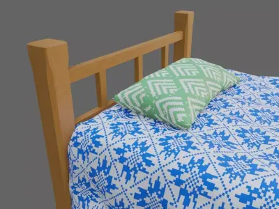 Single Bed - Cama de solteiro Low-poly 3D model