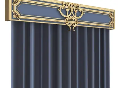 Cornice Classic Curtain 08 Low-poly 3D model