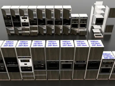 Kitchens and closets library of dynamic blocks Kitchen cabinets Low-poly 3D model