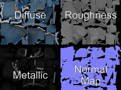 Denim Shorts with Studs Model Pack Low-poly 3D model