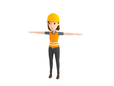 CartoonGirl037 Female Worker 3D model