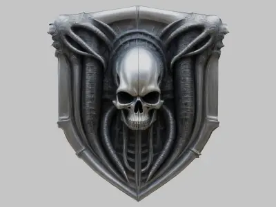 Metal Skull Embrace Low-poly 3D model