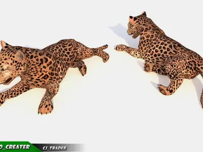 Lowpoly Jaguar-Leopard Animated 3D model Low-poly 3D model