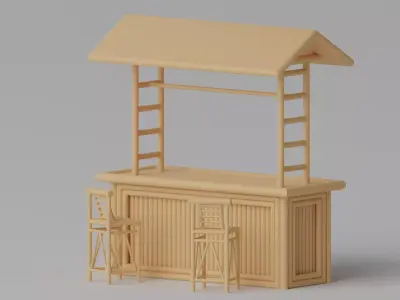 Tropical Bamboo Beach Bar Tiki 3D model