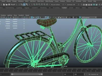 bicycle modeling with maya Low-poly 3D model
