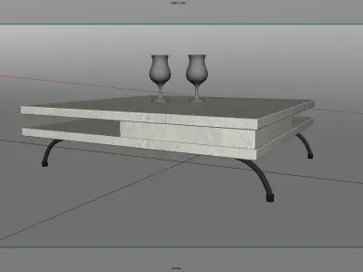 Table coffee with two glasses Low-poly 3D model