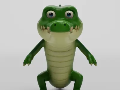 Crocodile cartoon character modeling textures  3D model