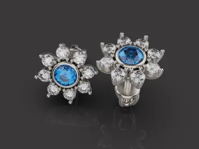  Diamond Earrings  0068 3D print model