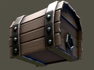 Chest low-poly 3D model PBR Game ready For Unreal Engine Low-poly 3D model