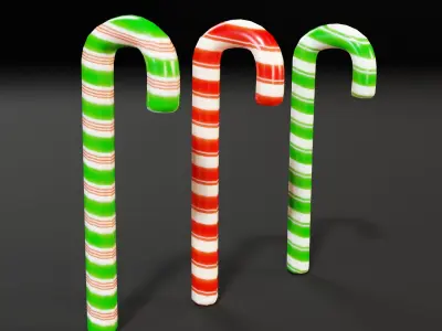 Candy Cane Set Low-poly 3D model