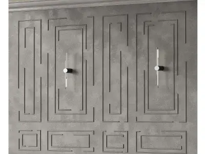 Wall decoration kit with thin moldings 3D model