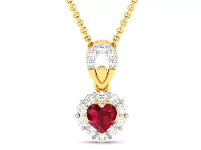 Solitaire Women Heart Pendant 3DM STL OBJ FBX Render Details 3D print model purchase