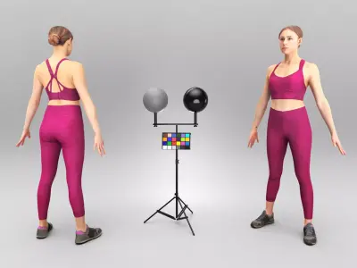 Attractive woman in sport outfit in A-pose 394 Low-poly 3D model