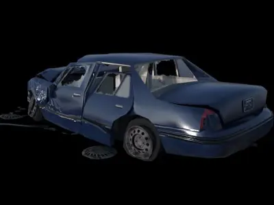 Crashed Car Low-poly 3D model