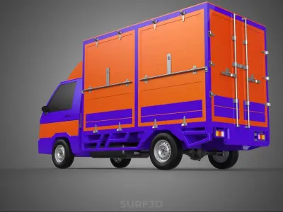 FEDEX BOX TRUCK PICKUP CARGO FREIGHT CUBE VAN CAR COURIER PARCEL 3D model